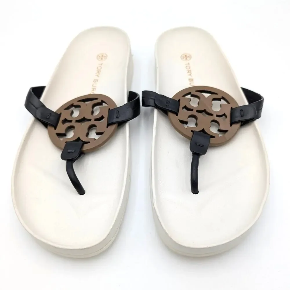 Tory Burch Miller Cloud Sandal Womens Perfect Black/Almond Flour Sz US10M EU40